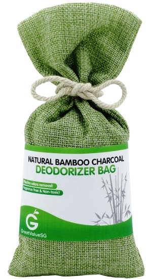 Buy 2 Get 1 of them FREE - Great Value SG Natural Bamboo Charcoal Deodorizer Bag - Most Effective AIR PURIFIERS For Home, Allergies & Smokers. Portable Odor Eliminator, Car Air freshener (Pistachio Green)