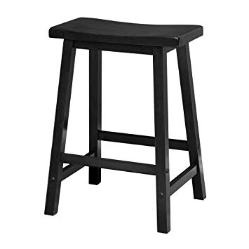 Winsome Wood 24-Inch Saddle Seat Counter Stool, Black