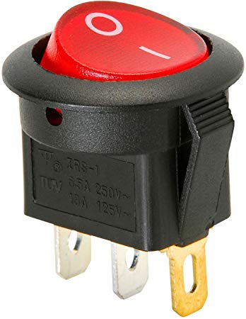 Parts Express SPST Round Rocker Switch w/Red Illumination 125VAC