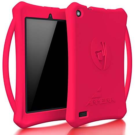 Armera Fire 7 Tablet Case with Handle (7th Generation, 2017 Release) Lightweight Shockproof Kids Safe Durable Protective Silicone Cover for Fire 7 Tablet (Magenta)