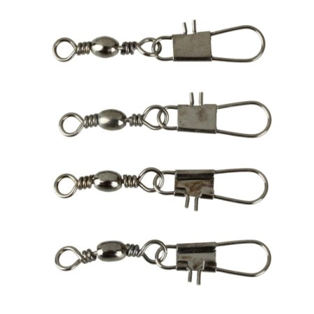Outop 100pcs Barrel Swivel with Safty Snap Connector Solid Rings Fishing 7 B
