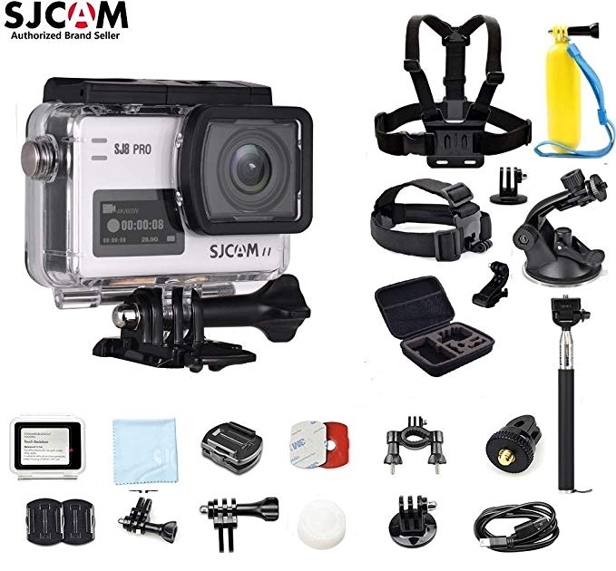 SJCAM SJ8 PRO Kit{SJ8 PRO Camera with Accessories, 6-in-1 Accessory} 4k/60fps Sports Cam with Ambarella H22 Sensor,EIS,170°Wide-Angle 2.33" Touchscreen,1200mAH Battery for Underwater,Outdoor Activity