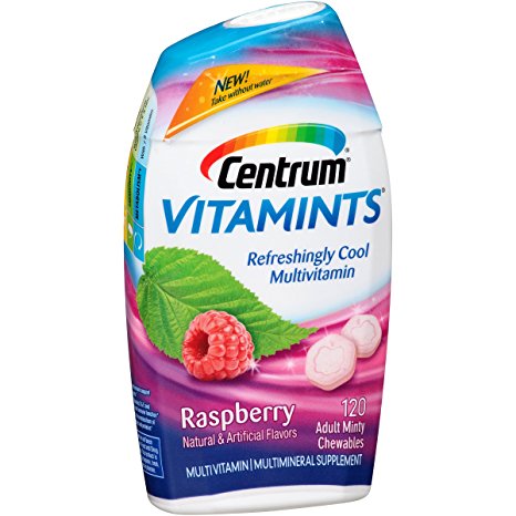 Centrum VitaMints Multivitamin/Multimineral Supplement (Raspberry Mint Flavor, 120-Count Chewables)