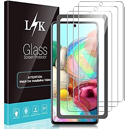 LϟK 3 Pack Screen Protector for Samsung Galaxy A71 - Tempered Glass HD Clear 9H Hardness Bubble Free Case Friendly Alignment Frame Easy Installation Screen Protective Film