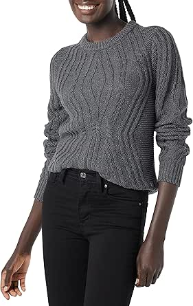 Amazon Essentials Women's 100% Cotton Crewneck Cable Sweater