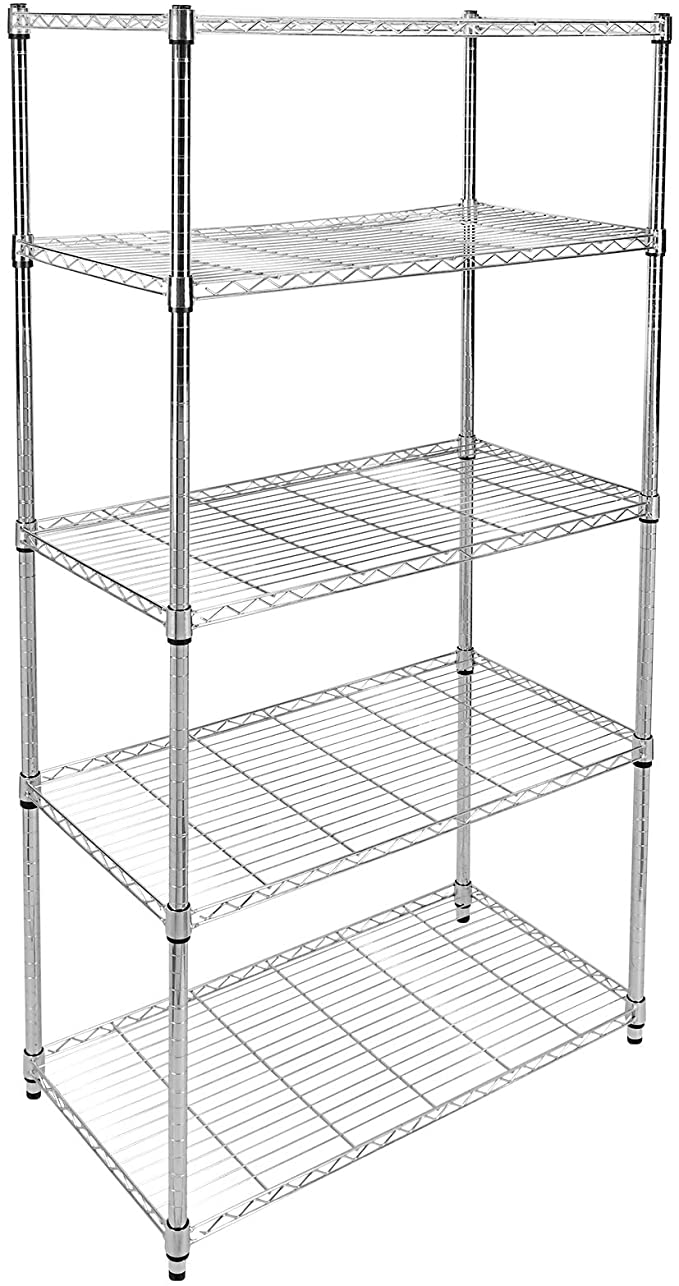 YSSOA 5-Tier Heavy Duty Storage Shelving Unit ,Chrome,35L x 18W x 70H inch