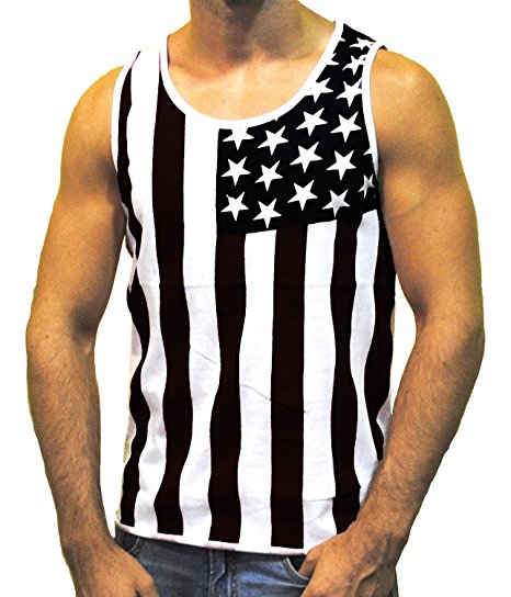 Patriotic American Flag Stripes And Stars Tank Top Shirt Adult Men's