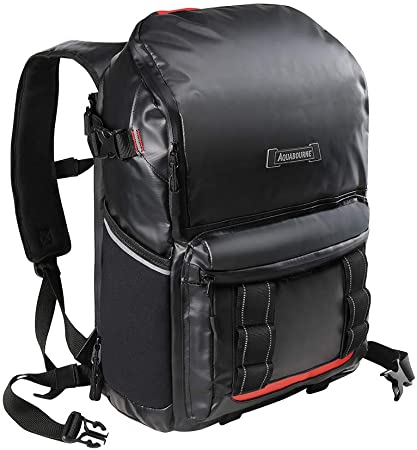 Aquabourne Waterproof Backpack Commuter Bike Bag with Integrated LED Cycling Light & Expandable Shoe Compartment (Midnight)