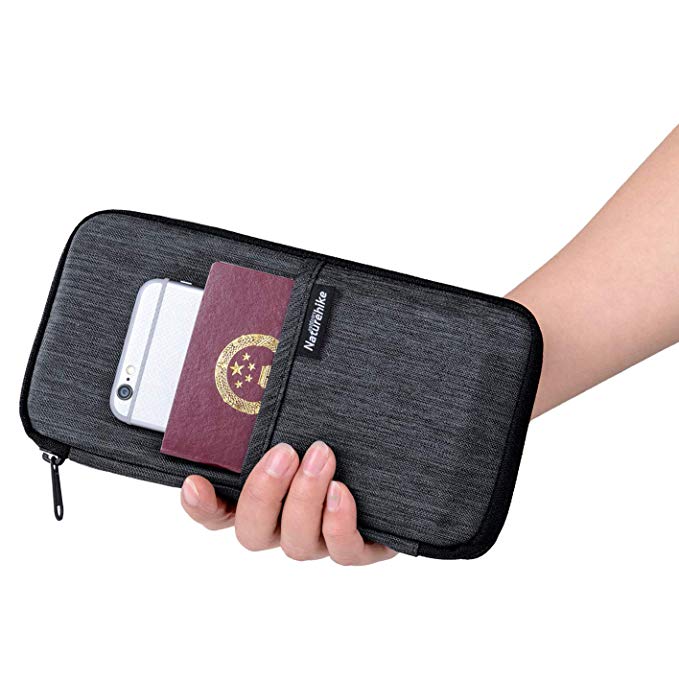 Family Travel Wallet Passport Holder, RFID Money and Document Organizer with Neck Hanger - Black