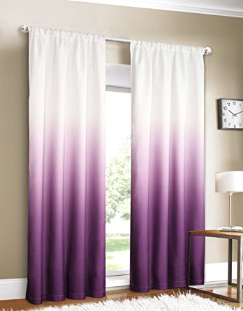Dainty Home Shades 2-Window Panel Rod Pocket Set, 40 by 84-Inch, Purple