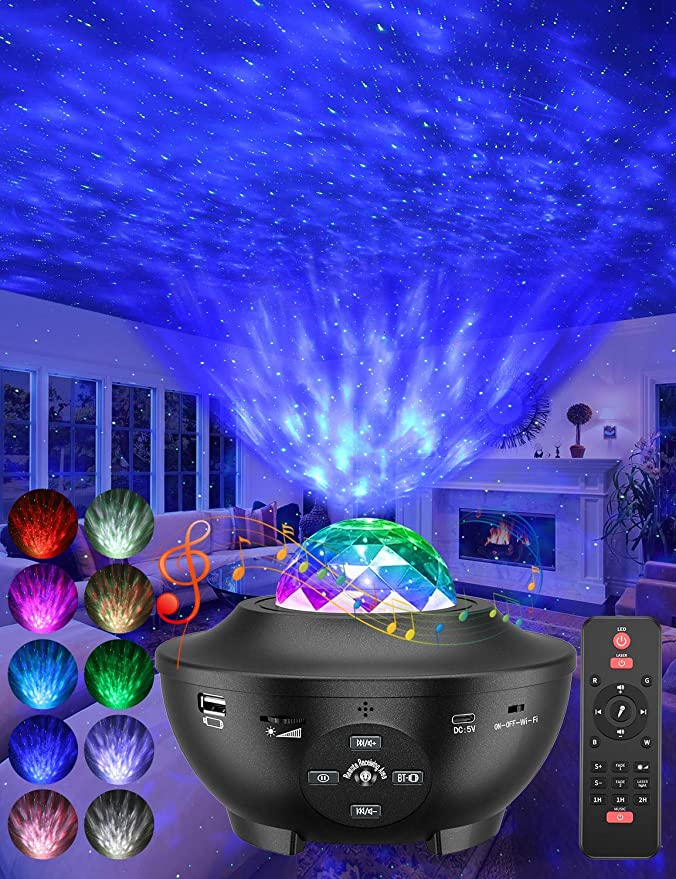Star Projector, LBell Galaxy Projector, Night Light Projector/LED Nebula Cloud with Bluetooth Music Speaker for Baby Kids Bedroom/Game Rooms/Home Theatre/Night Light Ambiance (Black)