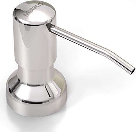 Soap Dispenser for Kitchen Sink (Chrome), Stainless Steel, Refill from the Top, Built in Design For Counter Top with Large Liquid Soap Bottle