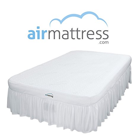 Full Size BEST CHOICE Inflatable Air Mattress with Hypoallergenic Bamboo Bed Sheet and Skirt. Includes Built-In High Capacity Air Bed Pump.