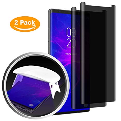 Heroshield Galaxy Note 9 Tempered Glass Screen Protector,[Full Adhesive] [Privacy Filter] 3D Curved Protective Film for Samsung Galaxy Note 9(2 Pack) [Update Version]
