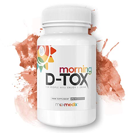 Morning D-TOX for After Drinking - 1 Bottle = 8 Nights Out - Tackles Fatigue, Liver Health, Digestion and Protects - A Blend of 26 Natural Vitamins, Minerals, Amino Acids and Herbal Extracts