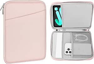 MoKo 8-9 Inch Tablet Sleeve, Fits iPad Mini 6 5/4/3/2/1, Galaxy Tab A7 Lite 8.7/Tab A 8.0/Tab A 8.4, Tab 8.0,Protective Sleeve Carrying Case with Slanted Pocket, Pink