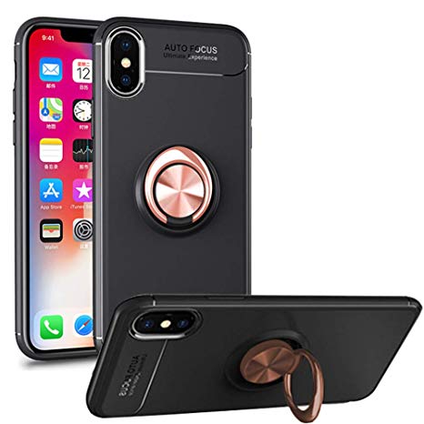 Hayder iPhone Xs Max Case, 360° Ring Stand Holder Kickstand Magnetic Car Cover