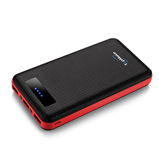 TopMate 20000mah Huge Capacity Power Bank, Three Output Ports(Two 2.1A One 1A), Dual LED Lights, Ninety Percent Conversion, Carbon Fiber Look