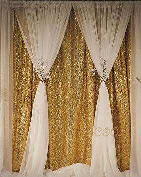 B-COOL Sequin Backdrop Gold 4ft x 6.5ft Sequin Photography Backdrop Wedding Photo Booth Backdrop Background Birthday Party Curtain Christmas Prom Backdrop