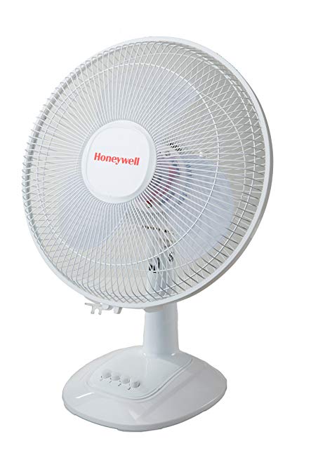 Honeywell HTF1220WC 12" Comfort Control™ Personal Table Fan, White, with Oscillation, 3 Speed Settings and Adjustable Tilting Head