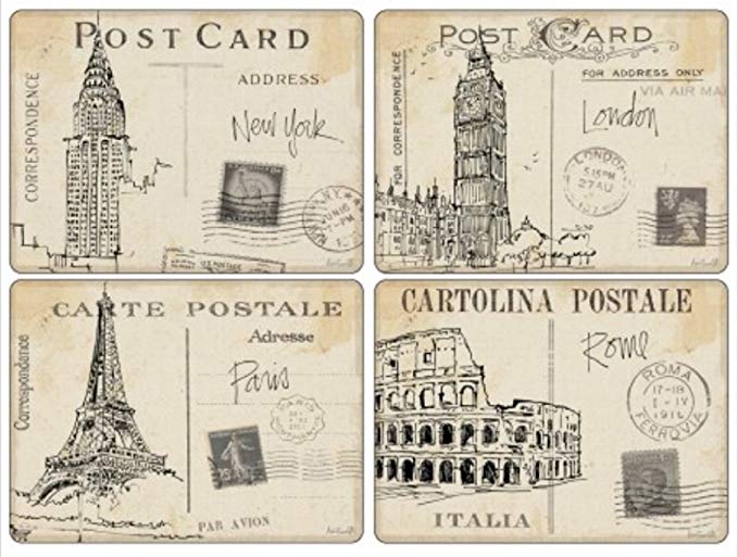 4 Premium Hardboard Pimpernel Placemats Postcard Sketches
