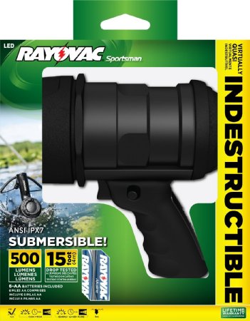 Rayovac Sportsman Virtually Indestructible 500 Lumen 6AA LED Spotlight with Batteries (OT6AASP-B)