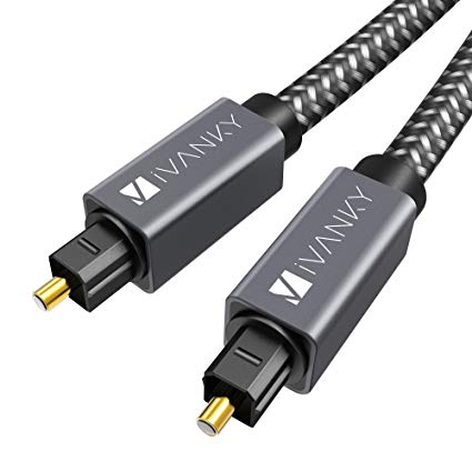 Optical Audio Cable, iVANKY Slim Optical Cable Digital Audio Cable for Home Theater, Sound Bar, TV, PS4, Xbox, Playstation, Astro A40/A50, Aluminum Shell, Nylon Braided Cable, 1M/3.28 Feet, Grey