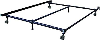 Mantua Heavy-Duty Insta-Lock Universal Adjustable Bed Frame - Black Steel Bed Base Adjusts for Twin, Full, Queen, or King Size Mattress