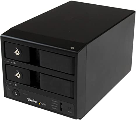 StarTech.com USB 3.0 / eSATA Hot Swap HDD Enclosure with UASP - 2-Bay Trayless 3.5” SATA III (6 Gbps) Hard Drive Enclosure (S352BU33RER), Black