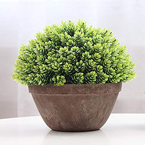 Supla 1pcs big 8.5 x 11 inch Artificial Topiary Plant Top Plant in Planter Plastic potted plant with pot Plants in Weathered Pot Artificial Topiary Tree Ball Plants Pot