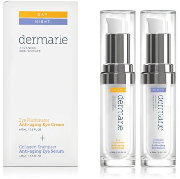 Dermarie Illuminator Eye Cream & Collagen Energizer Eye Serum Anti-aging Treatment Set, 0.5 oz. / 15 g
