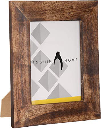 Penguin Home Handcrafted Photo Frame 8" X 6"(20 X 15 cm), Freestanding, Real Glass Window, Portrait or Landscape, Solid Wood Rustic Effect, Vintage, Perfect Gift for Family & Friends
