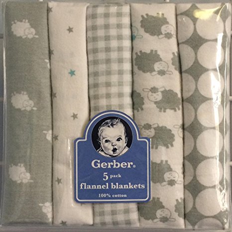 Gerber 5-Pack Flannel Receiving Blankets - Gray