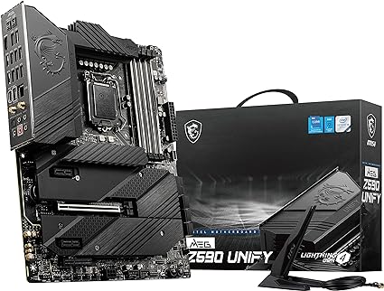 MSI MEG Z590 Unify Gaming Motherboard (ATX, 11th/10th Gen Intel Core, LGA 1200 Socket, DDR4, PCIe 4, SLI/CFX, M.2 Slots, Wi-Fi 6E)