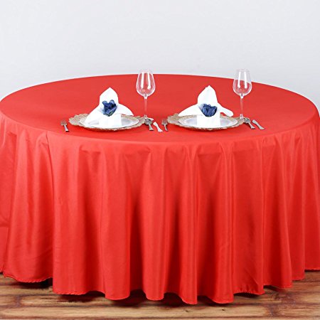 BalsaCircle 90" Round Polyester Tablecloth Wedding Table Linens - Red