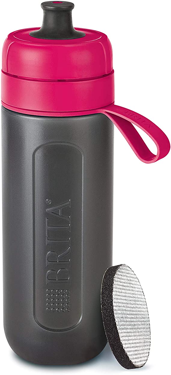 BRITA Water Filter Bottle Active, Compatible with BRITA Microdisc, Filters As You Drink, Reduces Chlorine & Organic Impurities, Hormones and Pesticides While Preserving Key Minerals, Pink