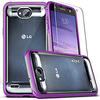 Zizo FLUX Series compatible with LG X Charge case with Tempered Glass Screen Protector Military Grade Drop Tested Anti Slip LG X Power 2 PURPLE GRAY