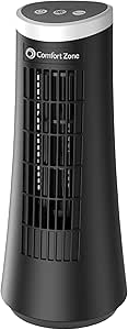 Comfort Zone Oscillating Desktop Tower Fan with Electronic Touch Switches, 12 inch, 2-Speed, Ultra Slim Design, & Convenient Carry Handle, Ideal for Home, Bedroom, Dorm or Office, MTRNF2302-BLK