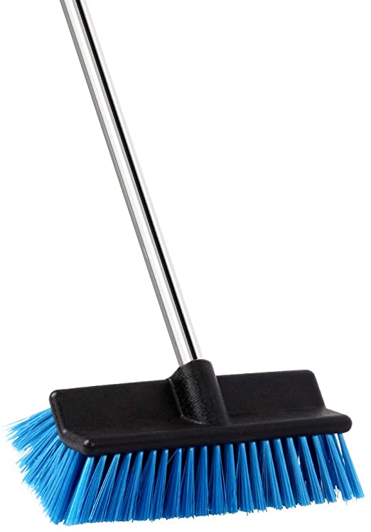 MEIBEI Deck Brush, Heavy Duty Deck Scrubber with Adjustable Stainless Steel Long Handle-51 Inches, Commercial Floor Scrub Brush, Perfect for Cleaning Deck, Patio, Hallway, Driveway and Boat