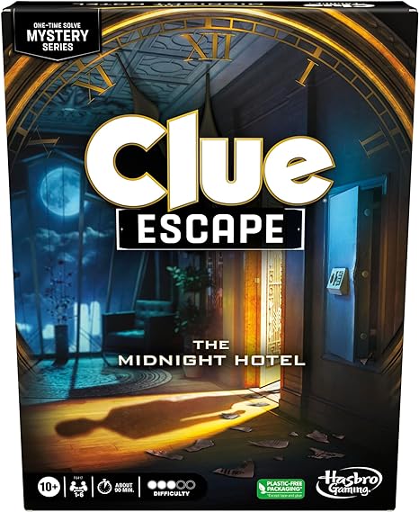 Clue Escape: The Midnight Hotel Board Game, Clue Escape Room Game, 1-Time Solve Mystery Games, Family Games for Ages 10 , 1-6 Players, 90 Mins. Avg. (English)