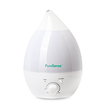 Purasense Ultrasonic Cool Mist Humidifier - Premium Air Humidifying Unit with Ultra-quiet Funcationality, Automatic Shut-off, Room Vaporizer, and LED Night Light w 1.3L capacity - 7  Hours Use
