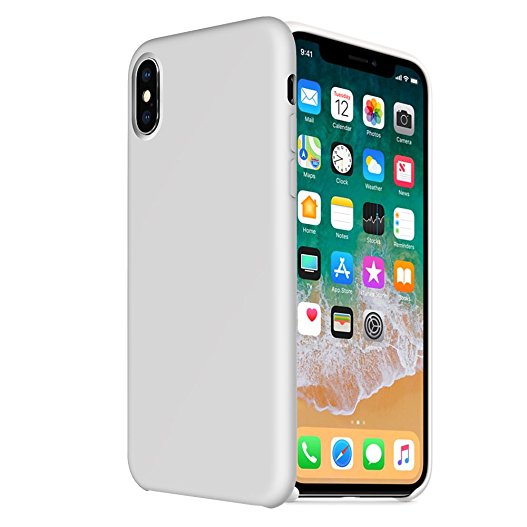 iPhone X case, Moleboxes iPhone 10 Silicone Slim Fit Rugged Case Heavy Duty Protection Shockproof Soft Touch Drop Protection Anti-Scratch (White)