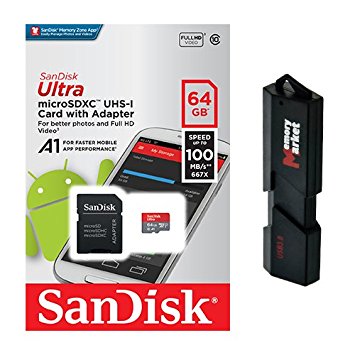 SanDisk Ultra A1 64GB MicroSD XC Class 10 UHS-1 Mobile Memory Card for LG Stylus 3 Harmony K20 Plus with USB 3.0 MemoryMarket Dual Slot MicroSD & SD Memory Card Reader