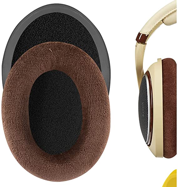 Geekria Comfort Velour Replacement Ear Pads for Sennheiser HD598, HD598SE, HD598CS Headphones Earpads, Headset Ear Cushion Repair Parts (Brown)