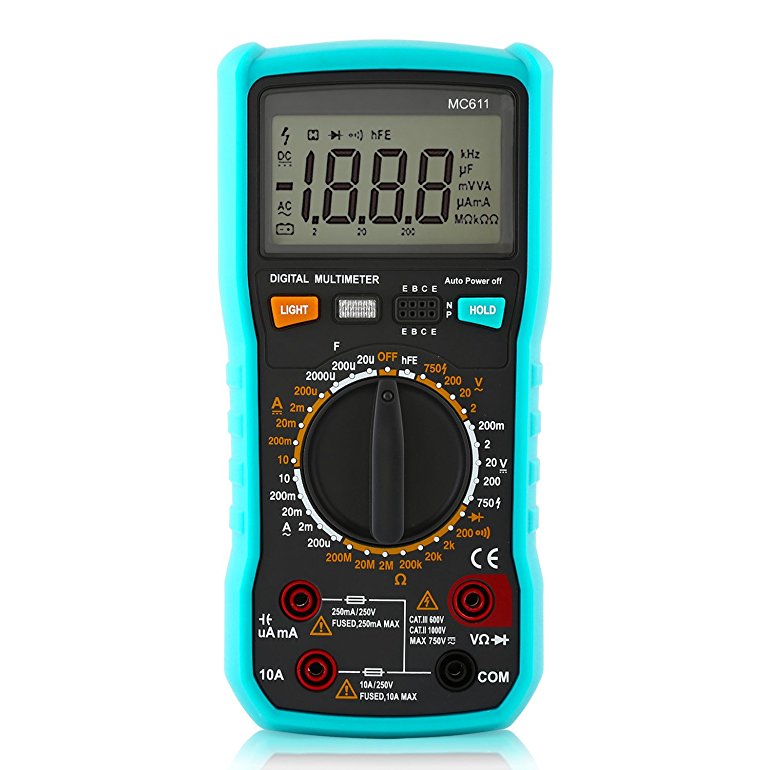 Amzdeal Digital Multimeter, Portable Voltmeter Auto Ranging Electrical Multi Meter , AC/DC Voltage/Current Multimeter Tool with LCD Display Backlight