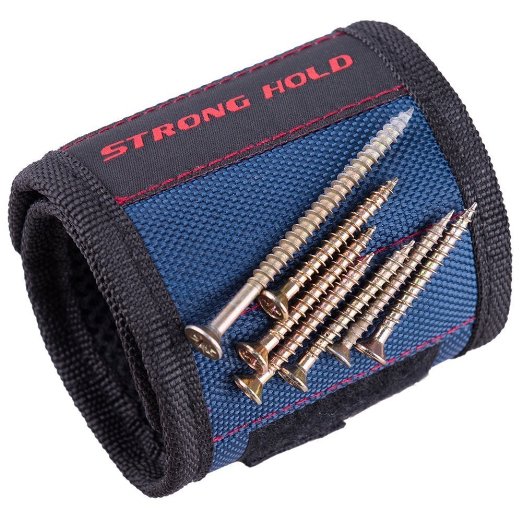 SUPER STRONG Magnetic Wristband, Super Powerful Magnets Surround Almost Entire Wrist! Holds Tools, Screws, Nails, Bolts, Drilling Bits Tightly While Working. A Must Have Item in Your Tool Bag!