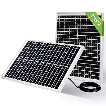 ECO-WORTHY 2Pcs 12V 25W Solar Panel Monocrystalline Waterproof Panel for Charging 12V Battery of RV Boat Trailer ATV Car or Powering 12V Light, Charing 12V Battery Pack and Other Off-Grid Application