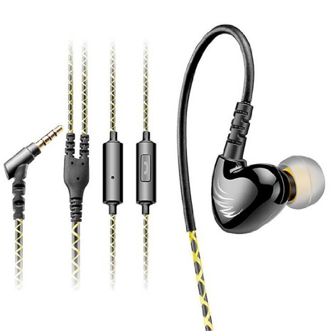 Wired Earphone,COSONIC 3.5mm Stereo In-ear Headphones With Micphone,XBS Bass Earhook Headset For Running Black
