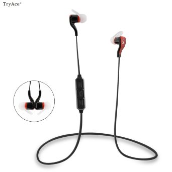 TryAce®M1 Sports Wireless Bluetooth4.1 Headphone Music Stereo Earphone Noise Cancelling Headsets Built in Microphone Volume 3 Color for Choose (black/red)