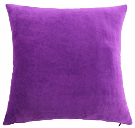YJBear Solid Candy Color Pillow Case Soft Short Plush Cushion Cover Sham Back Cushion Cover Home Decor With Invisible Zipper Purple 16" X 16"